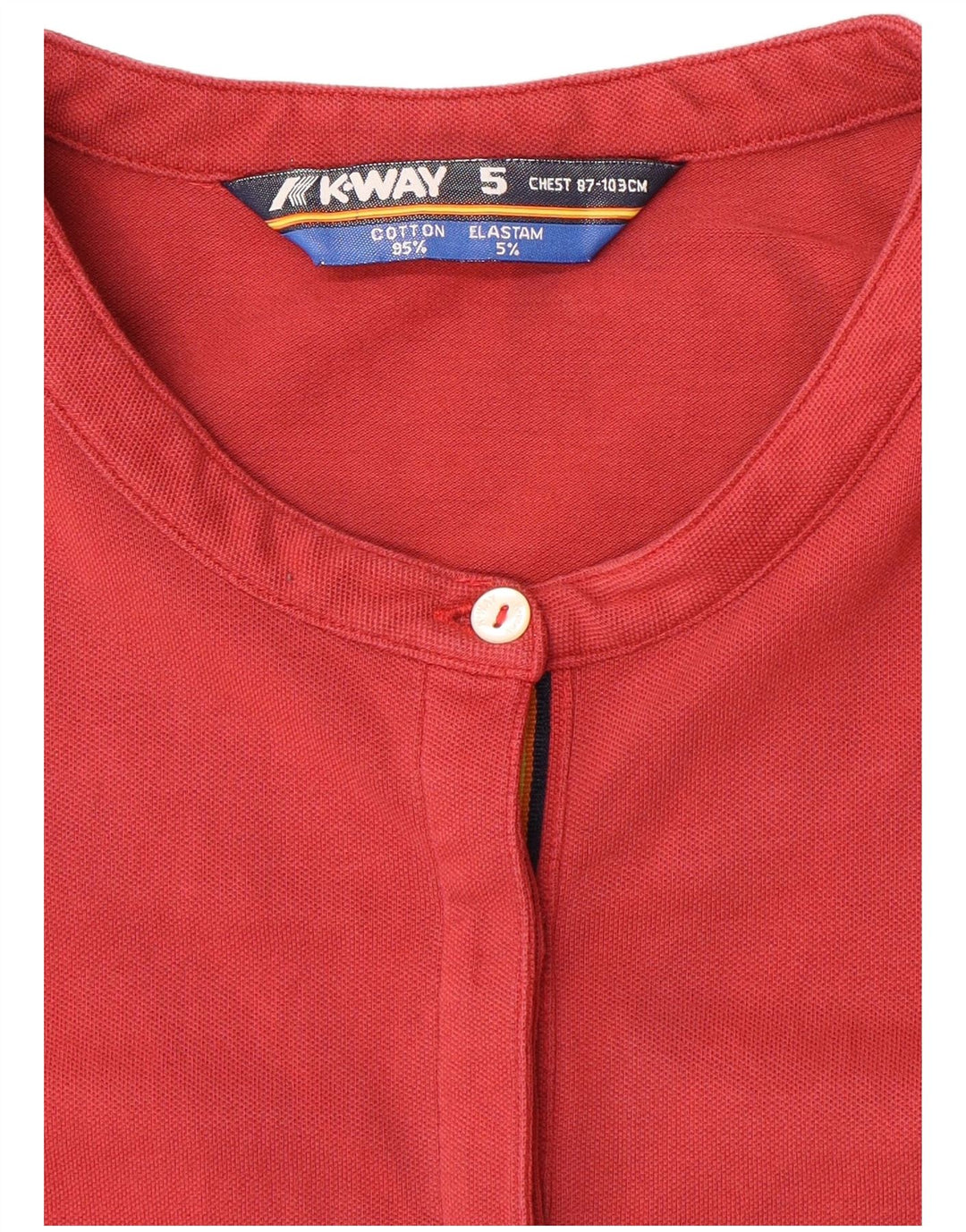 K-Way Womens Polo Shirt UK 14 Medium Red Cotton