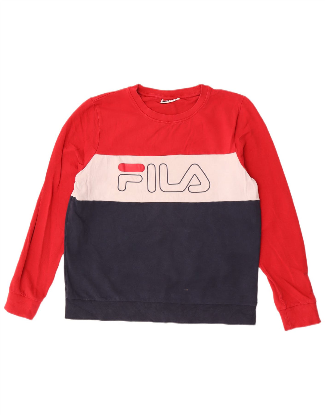 Fila Womens Graphic Sweatshirt Jumper UK 16 Large Multicoloured Colourblock