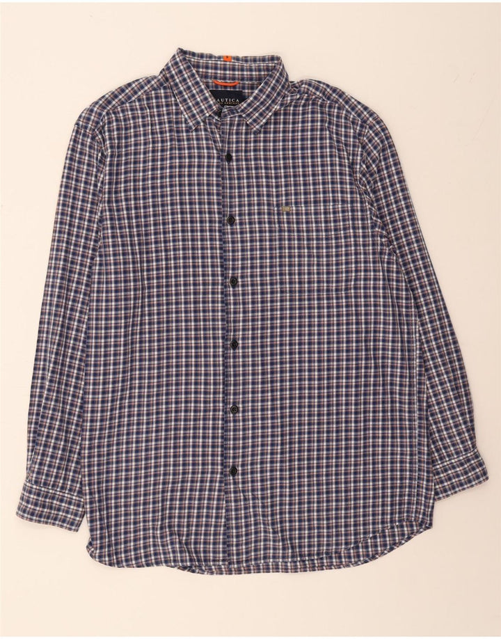 NAUTICA Mens Flannel Shirt Large Blue Check Cotton Vintage Nautica and Second-Hand Nautica from Messina Hembry 