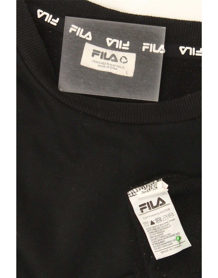 Fila Mens Sweatshirt Jumper Large Black Cotton