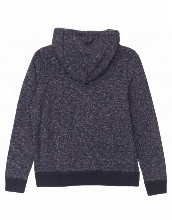 Hollister Mens Graphic Hoodie Jumper Small Navy Blue Flecked Cotton