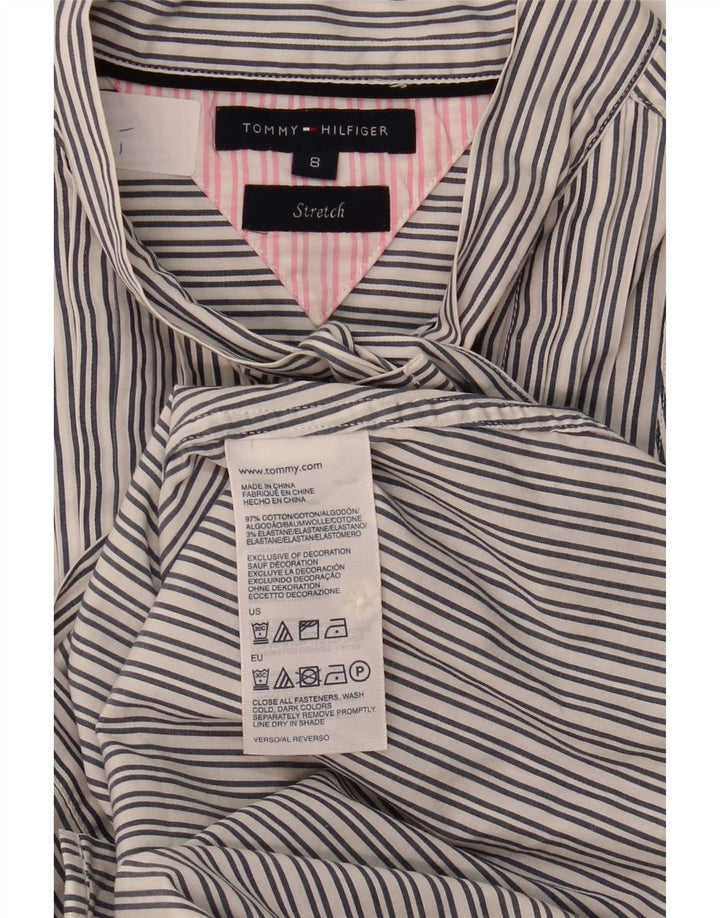 Tommy Hilfiger Womens Sleeveless Front Tie Shirt US 8 Medium Grey Pinstripe