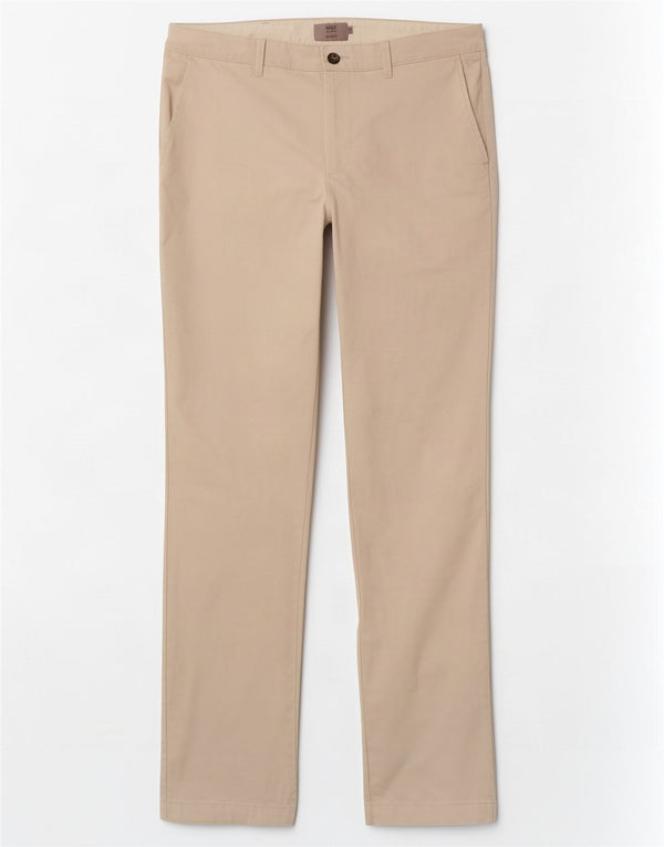 Calça chino reta masculina Marks & Spencer W38 L33 algodão bege