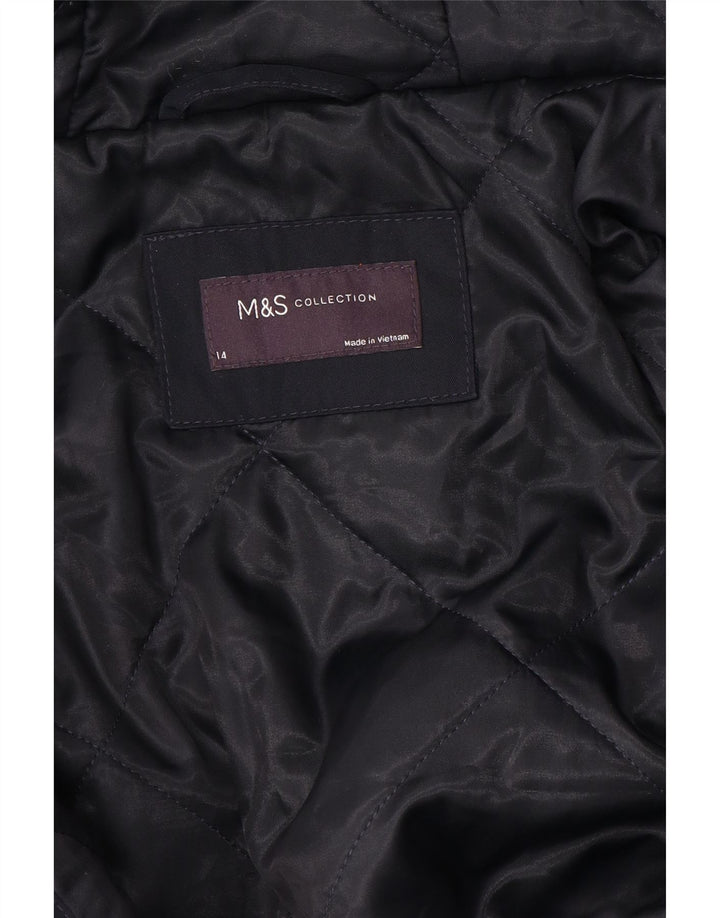 Cappotto giacca a vento con cappuccio da donna Marks & Spencer UK 14 medio blu navy