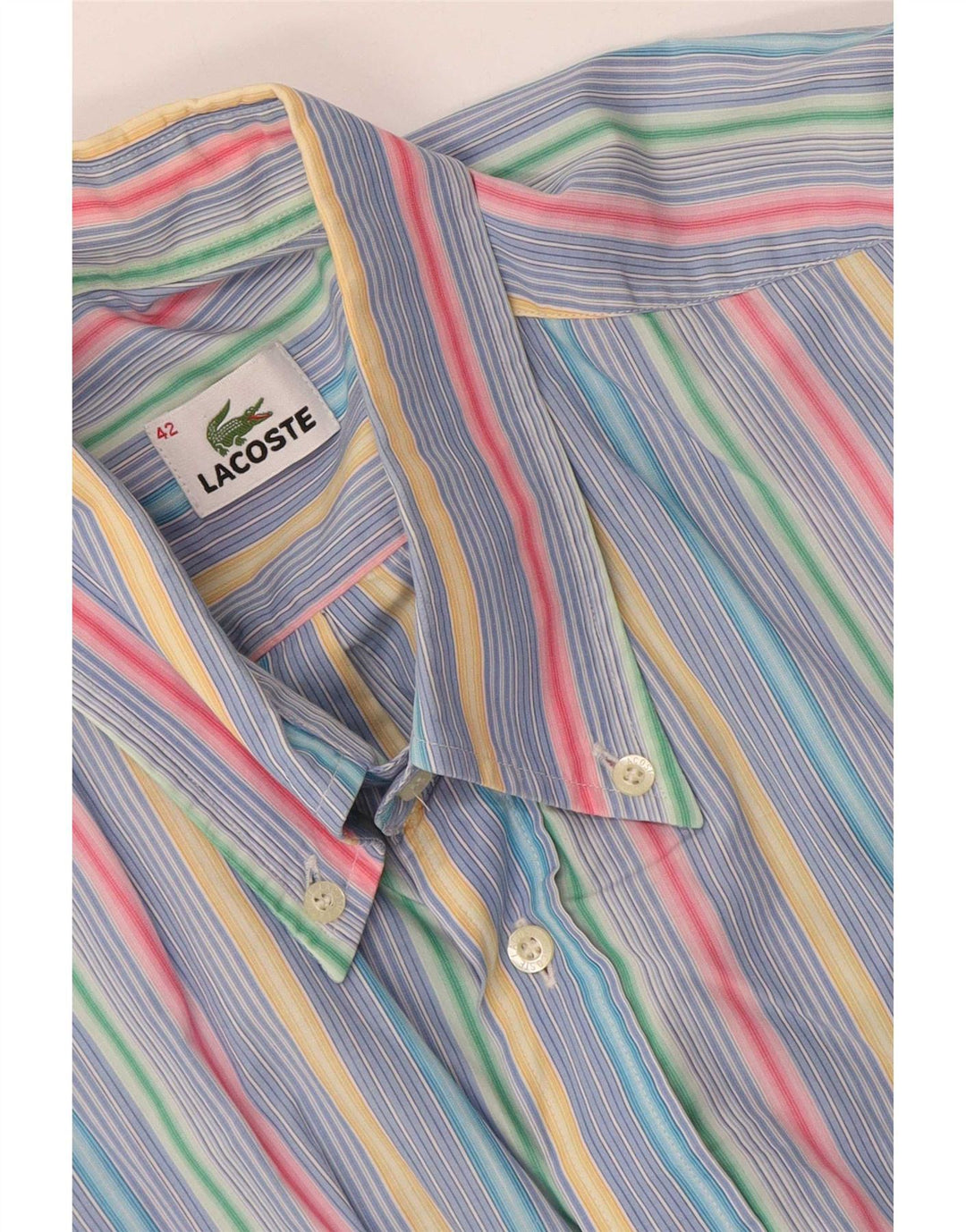 Camicia a maniche corte da uomo Lacoste taglia 42 grande a righe multicolore