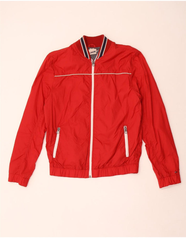 Tommy Hilfiger Mens Bomber Jacket UK 38 Medium Red Striped Nylon
