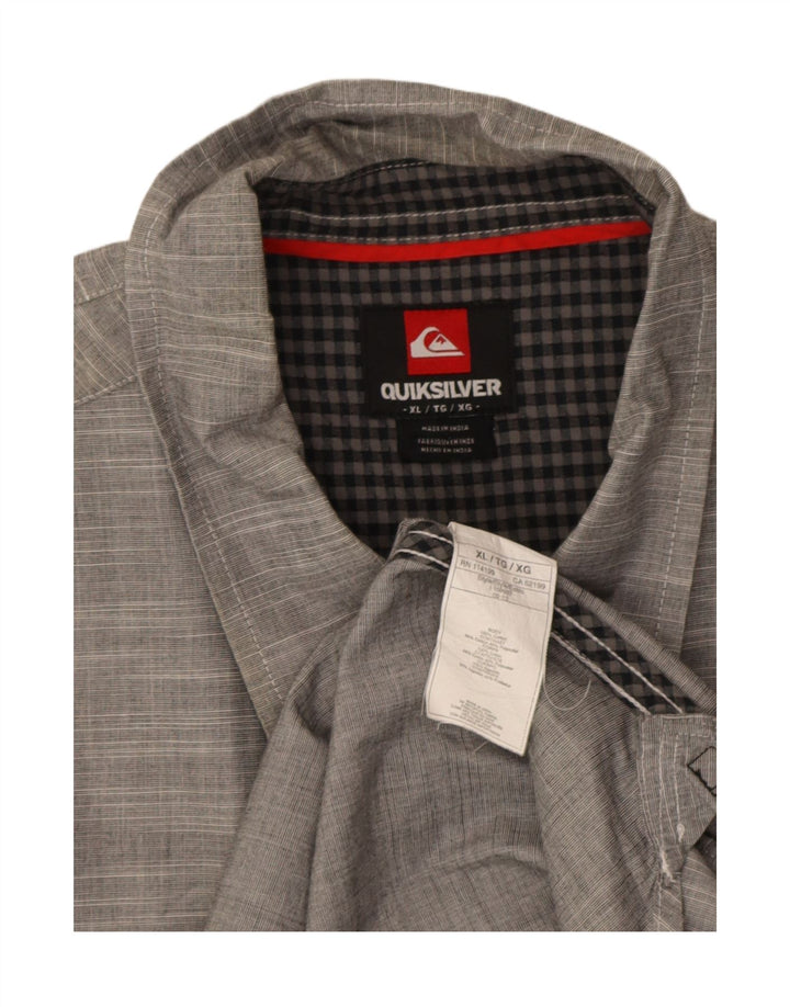 Quiksilver Mens Shirt XL Grey Striped Cotton