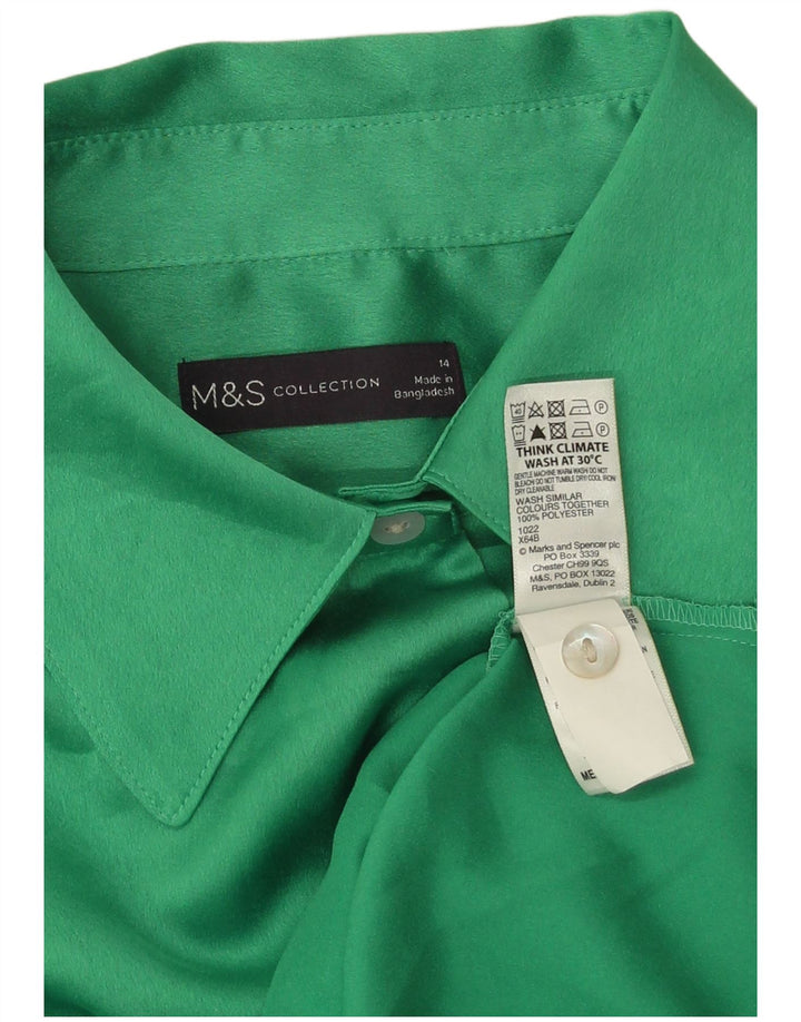 Marks & Spencer Womens Shirt UK 14 Large Green Polyester