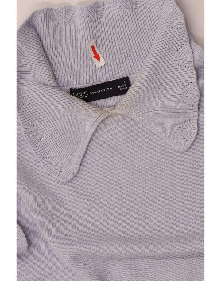 Marks & Spencer Womens Polo Neck Jumper Sweater UK 14 Large Blue