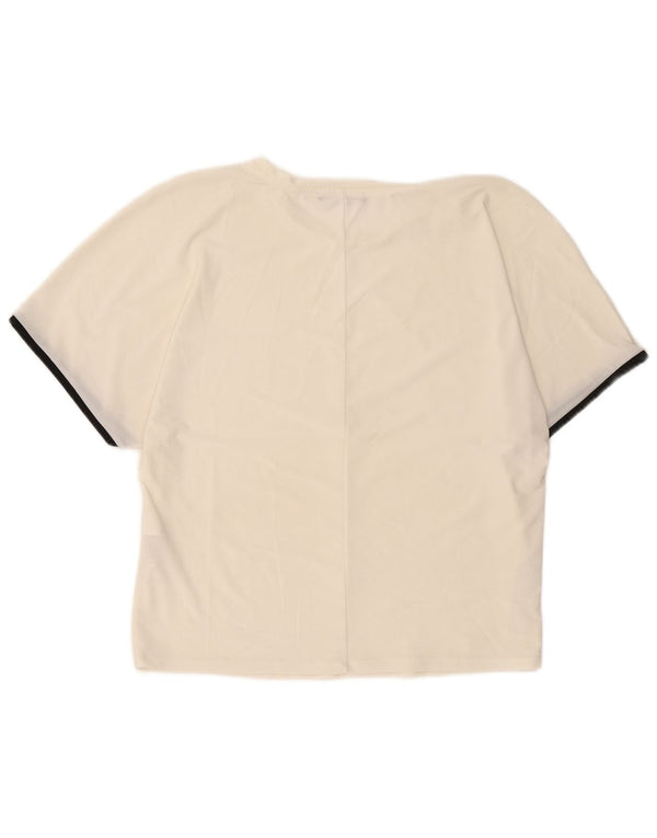 Zara Camiseta Mujer Top UK 40 Medio Off White Poliéster