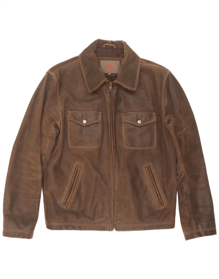 Giacca in pelle da uomo S.Oliver UK 38 Marrone medio