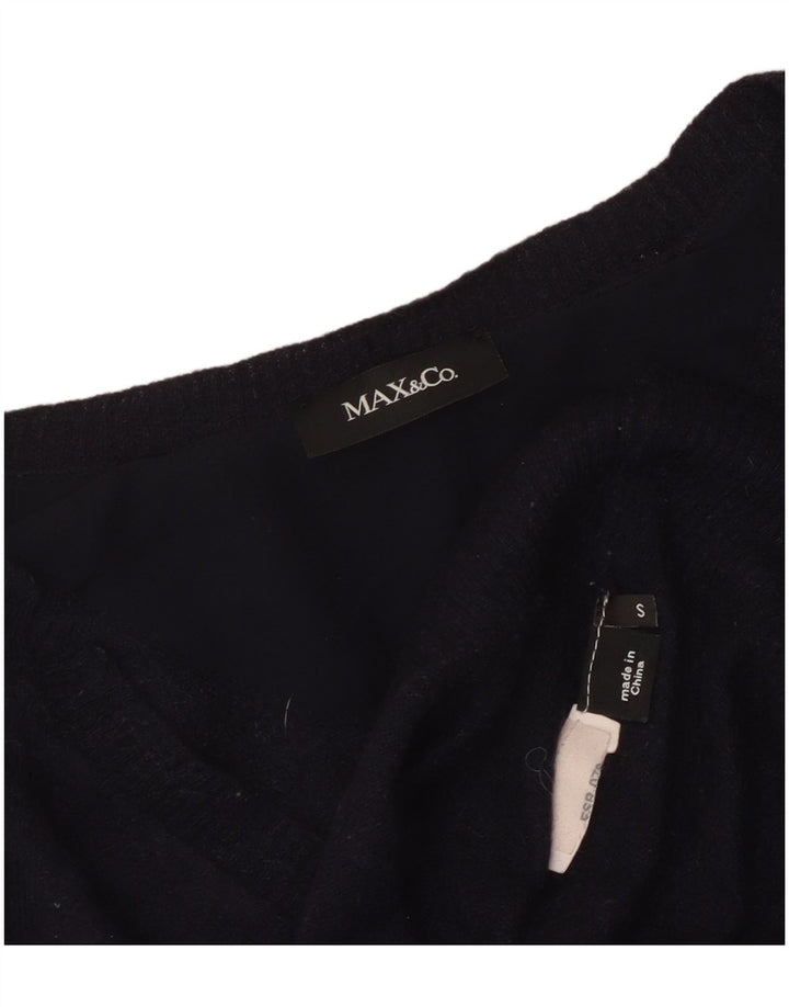 Max & Co. Womens V-Neck Jumper Sweater UK 10 Small Navy Blue