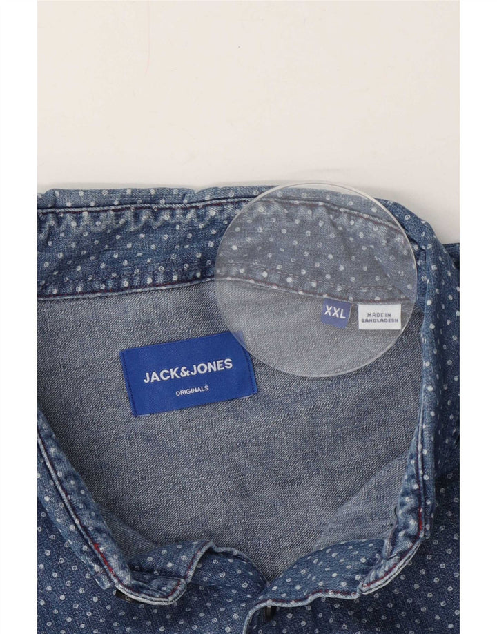 Jack & Jones Mens Denim Shirt 2XL Blue Spotted