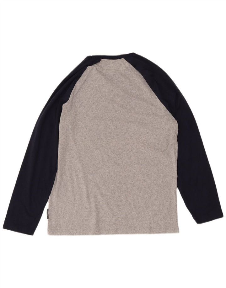 French Connection Mens Top Long Sleeve Large Grey Colourblock Cotton