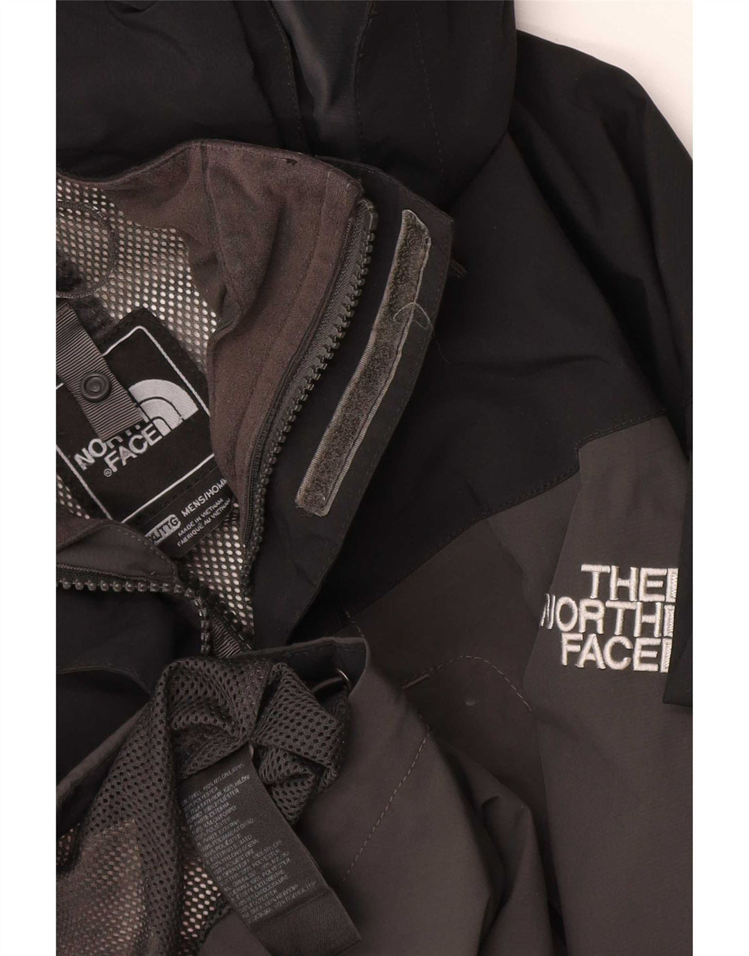 The North Face Mens Hooded Rain Jacket UK 44 2XL Grey Colourblock Polyester