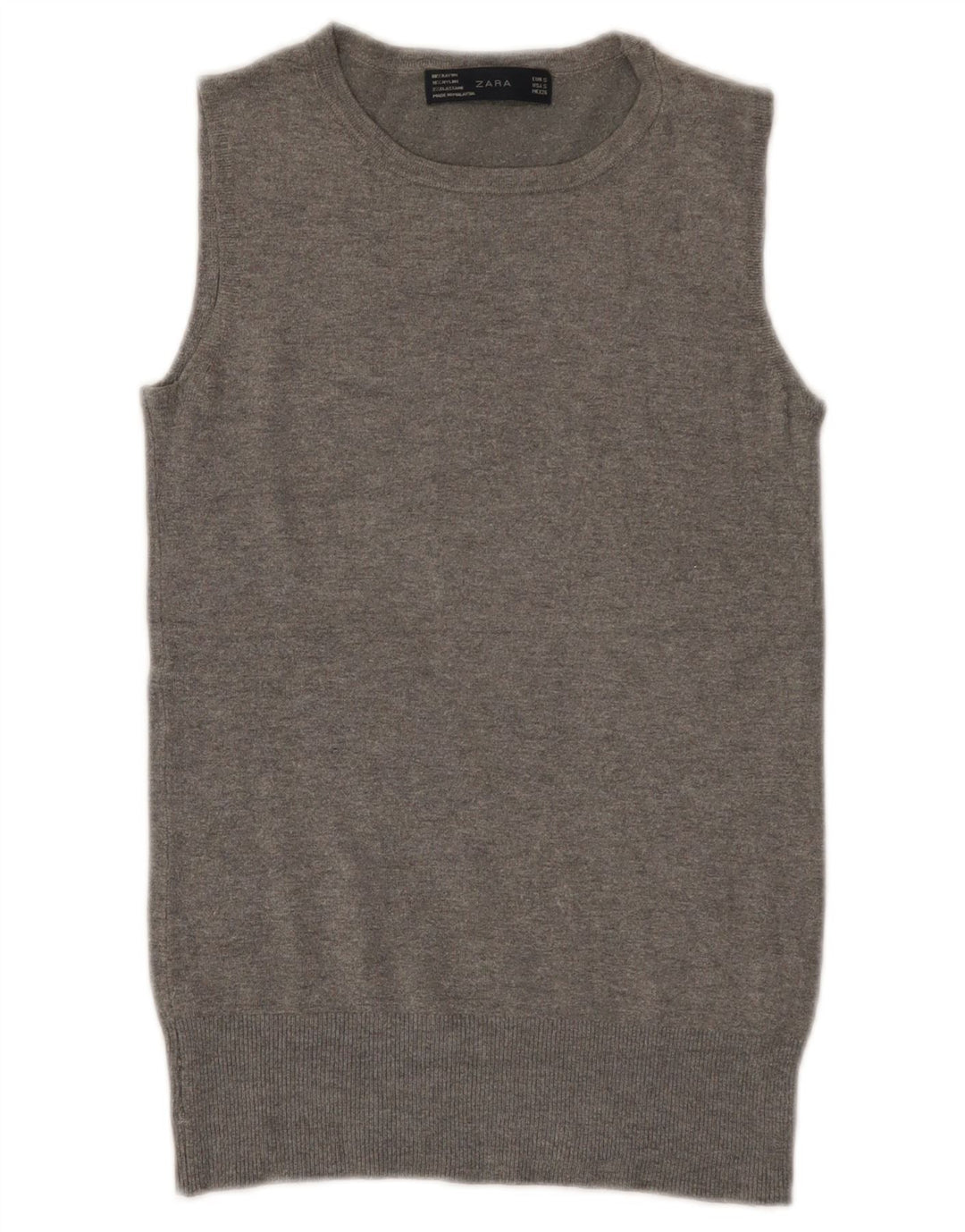 Zara Womens Vest Tank Top UK 8 Petite Rayonne Grise
