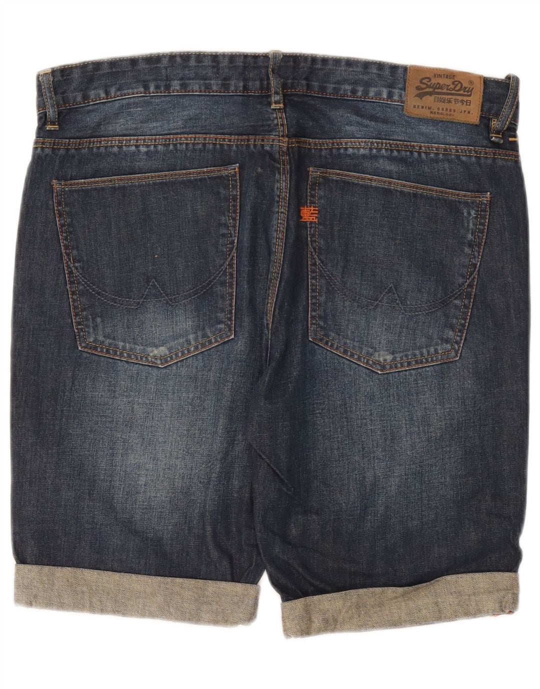 Superdry Mens Slim Denim Shorts W32 Medium Navy Blue