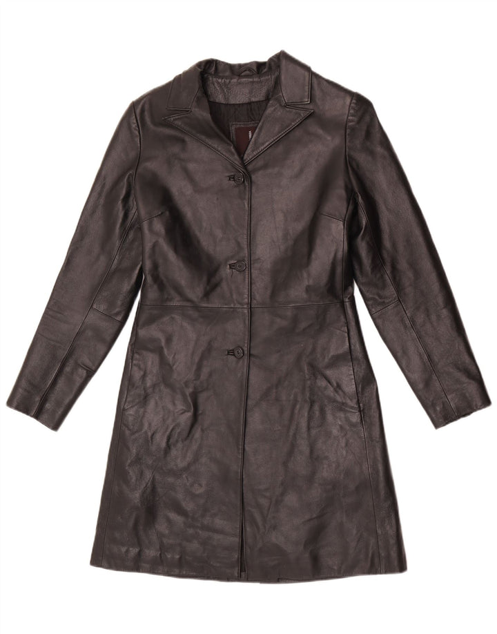 Conbipel Womens Leather Coat IT 40 Small Black