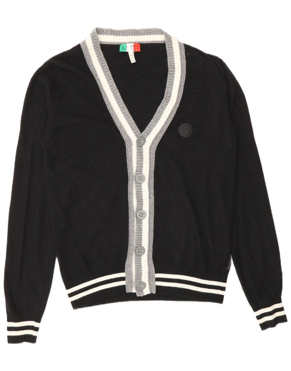 Armani Jeans Maglione Cardigan Uomo Piccolo Nero in Viscosa