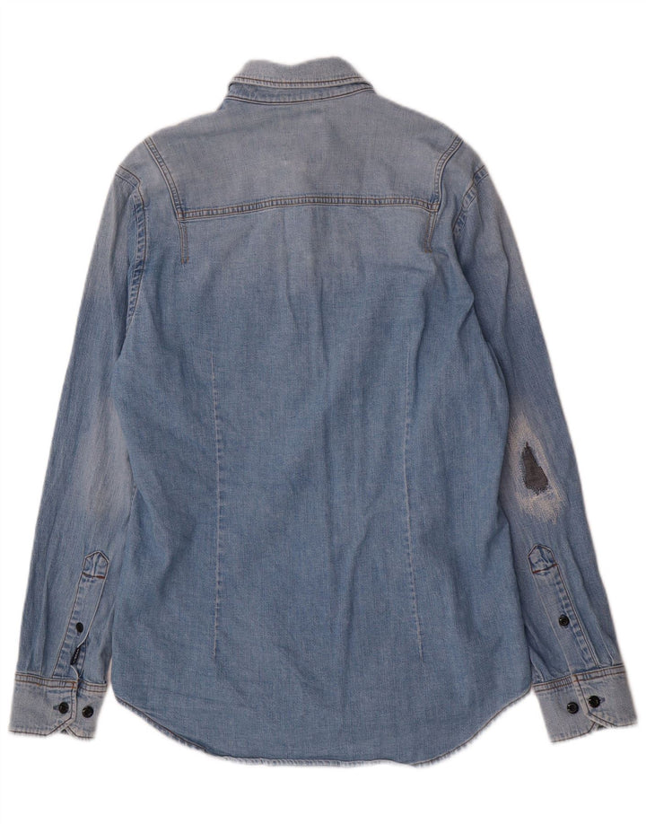 Camicia di jeans slim fit da uomo G-Star in cotone blu medio