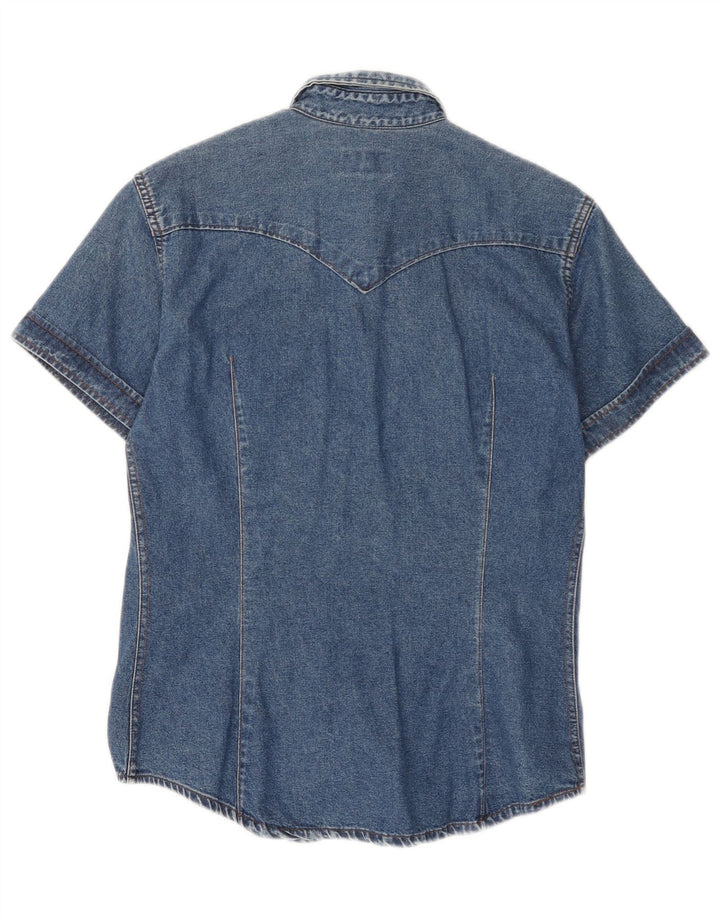 Vitamina Womens Short Sleeve Denim Shirt UK 14 Medium Blue