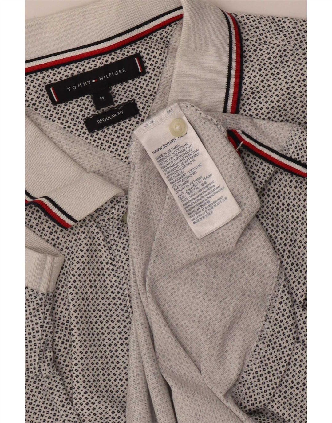 Tommy Hilfiger Herre Regular Fit Polo Shirt Medium White Spotted Bomuld