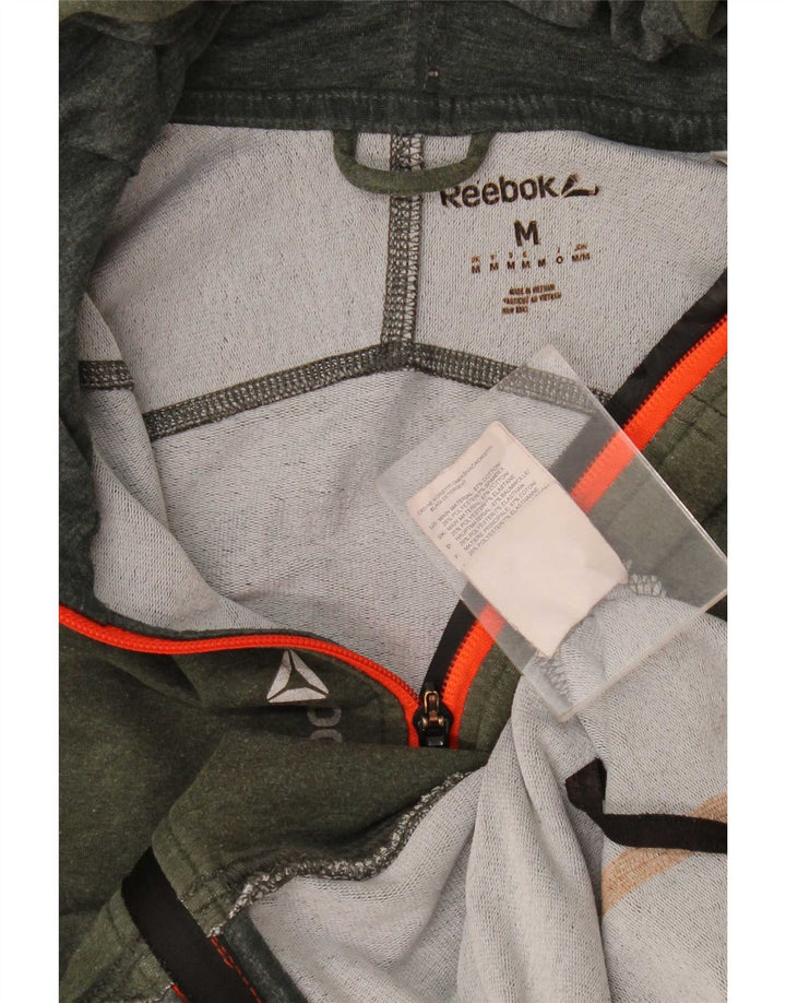 Maglione con cappuccio e zip da uomo Reebok in cotone verde medio