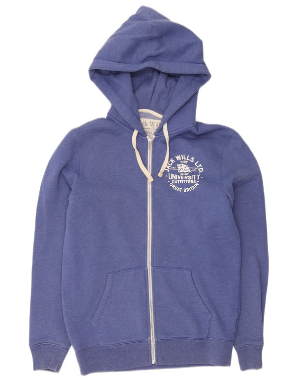 Maglione con cappuccio con zip grafica da uomo Jack Wills piccolo in cotone blu