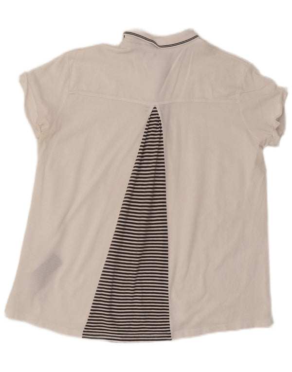 Kappa Womens Oversized Polo Shirt UK 10 Small White Striped Cotton