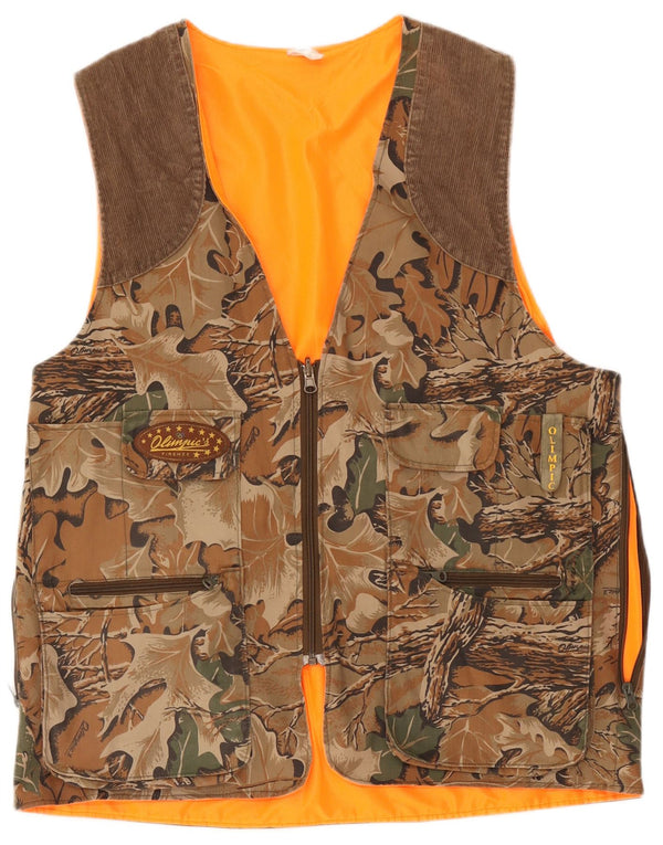 Vintage Mens Utility Gilet UK 42 XL Πολύχρωμο βαμβακερό καμουφλάζ