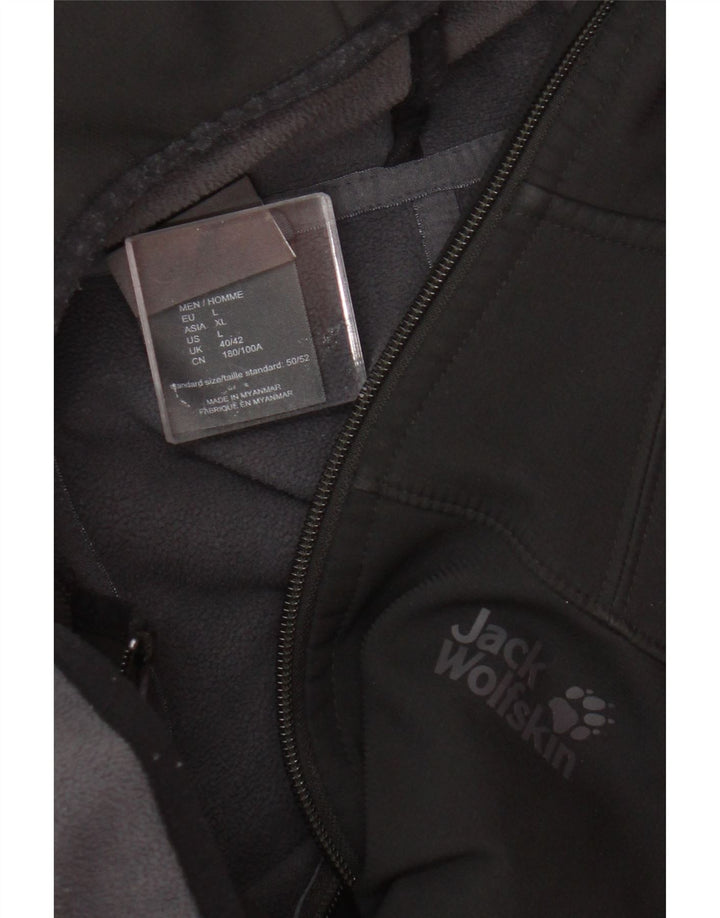 Jack Wolfskin Mens Hooded Windbreaker Jacket UK 40/42 Large Black Polyester