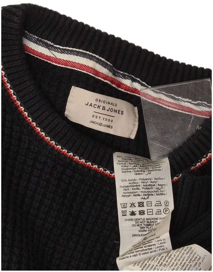 Jack & Jones Mens Crew Neck Jumper Sweater Medium Navy Blue Acrylic