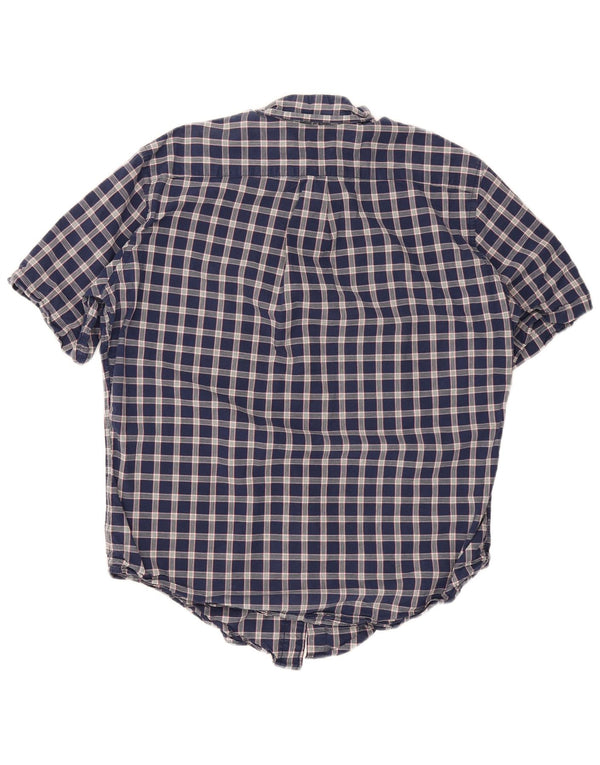 Nautica Camisa de manga corta para hombre de ajuste regular de algodón a cuadros azul marino mediano