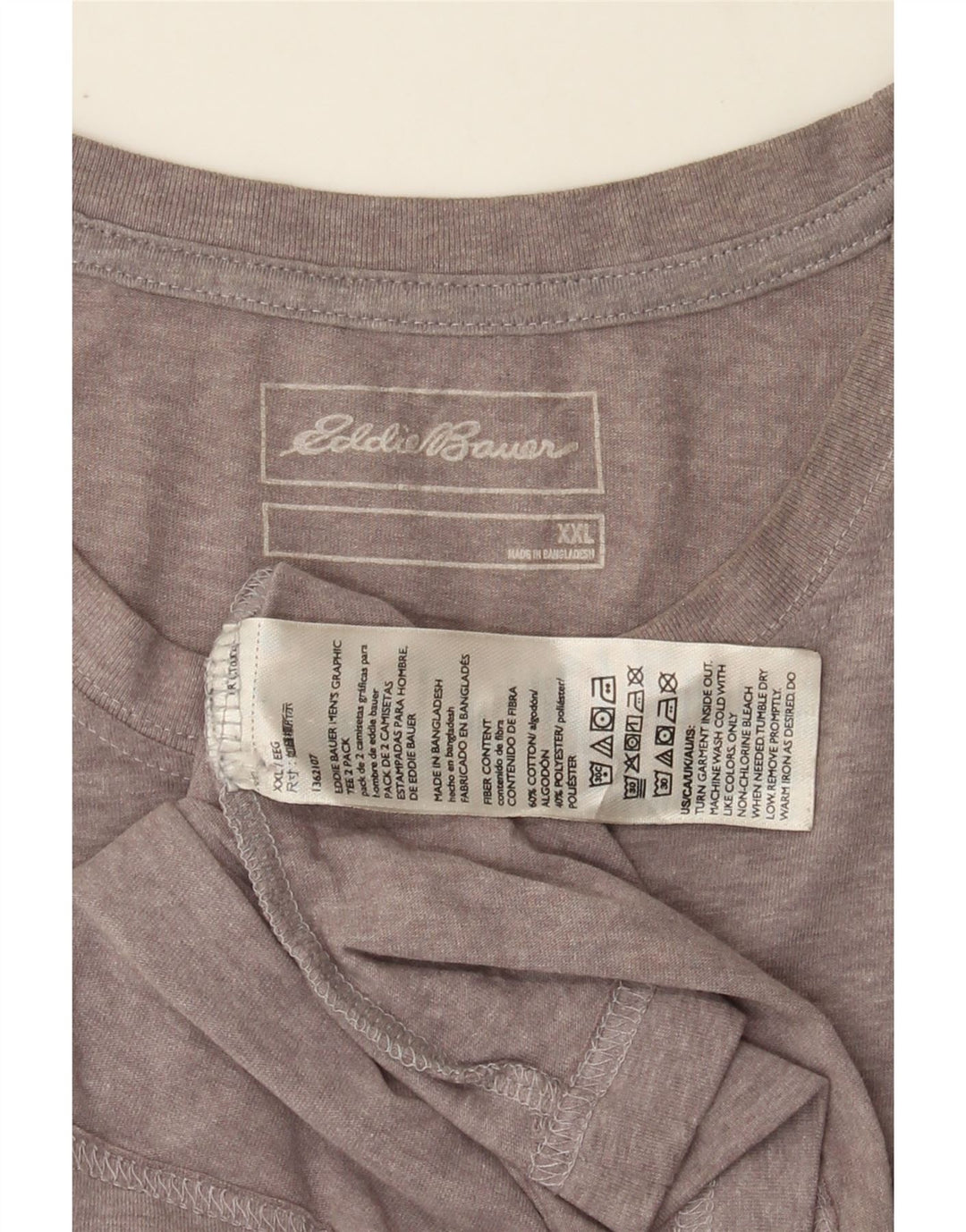 EDDIE BAUER Mens Graphic T-Shirt Top 2XL Grey Cotton Vintage Eddie Bauer and Second-Hand Eddie Bauer from Messina Hembry 