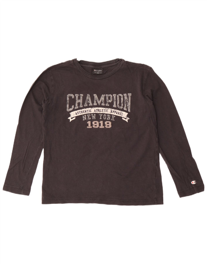 Champion Womens Oversized Graphic Top Long Sleeve UK 10 Small Black