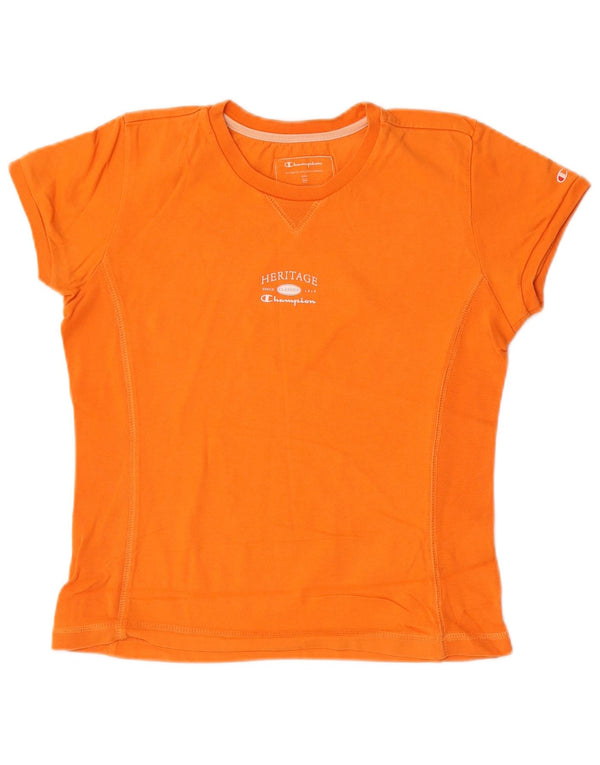 Champion Womens Heritage Classics T-Shirt Top UK 12 Medium Orange Bomuld