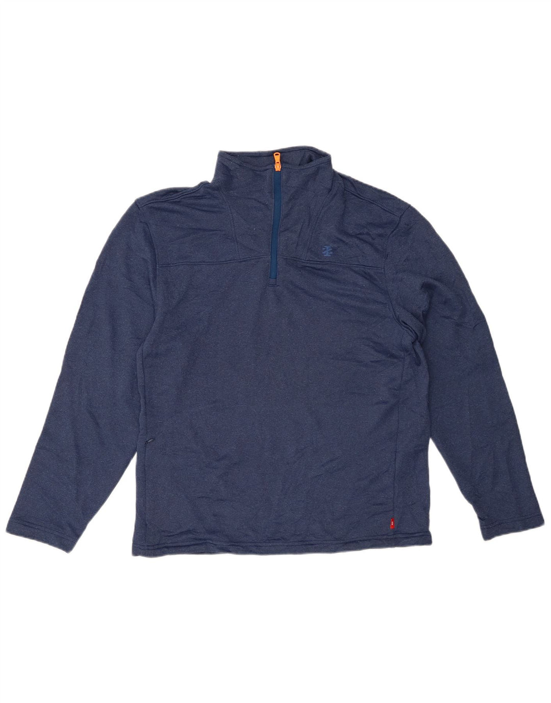 Izod Mens Zip Neck Top Long Sleeve Small Navy Blue Polyester