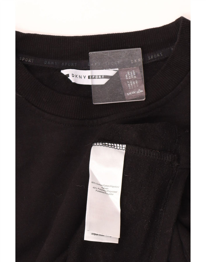 Dkny Womens Oversized Crop Sweatshirt Jumper UK 10 Small Black Colourblock
