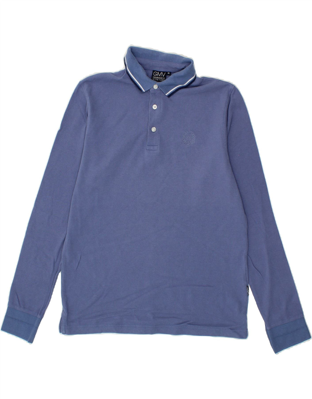 GIANMARCO VENTURI Mens Long Sleeve Polo Shirt Medium Blue Cotton Vintage Gianmarco Venturi and Second-Hand Gianmarco Venturi from Messina Hembry 