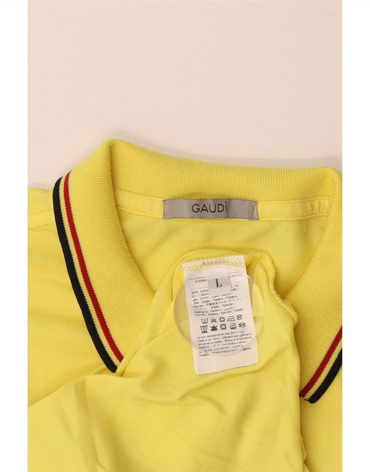 GAUDI Mens Polo Shirt Large Yellow Cotton
