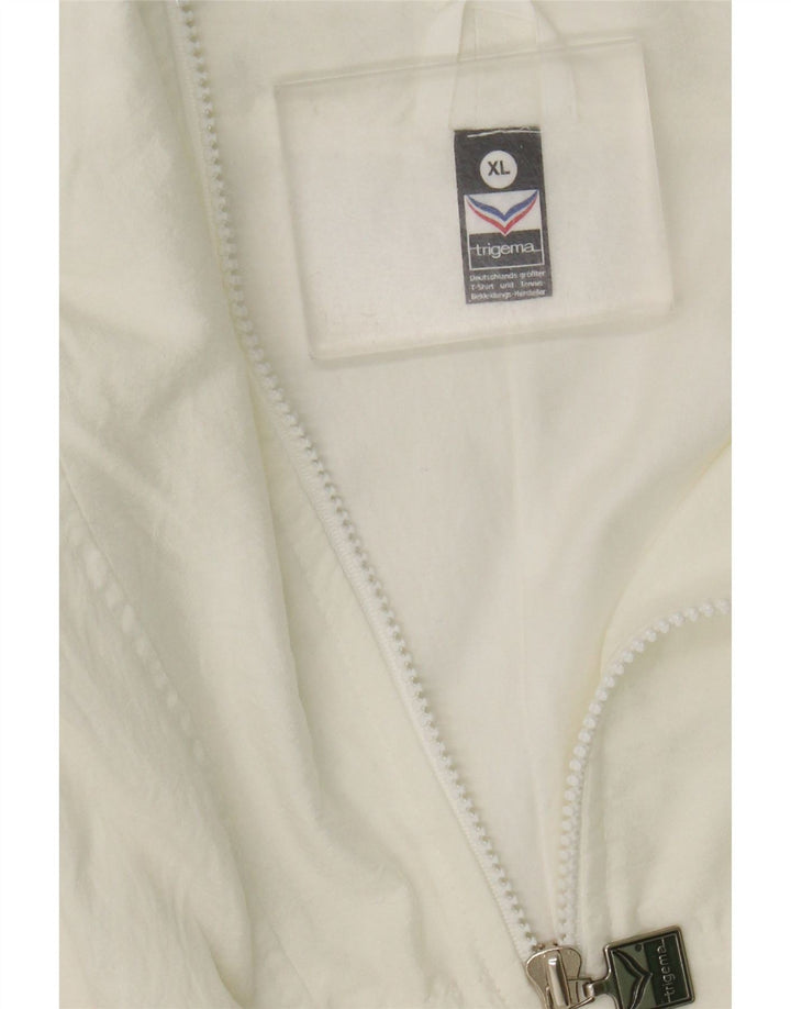 Trigema Mens Tracksuit Top Jacket XL White Nylon