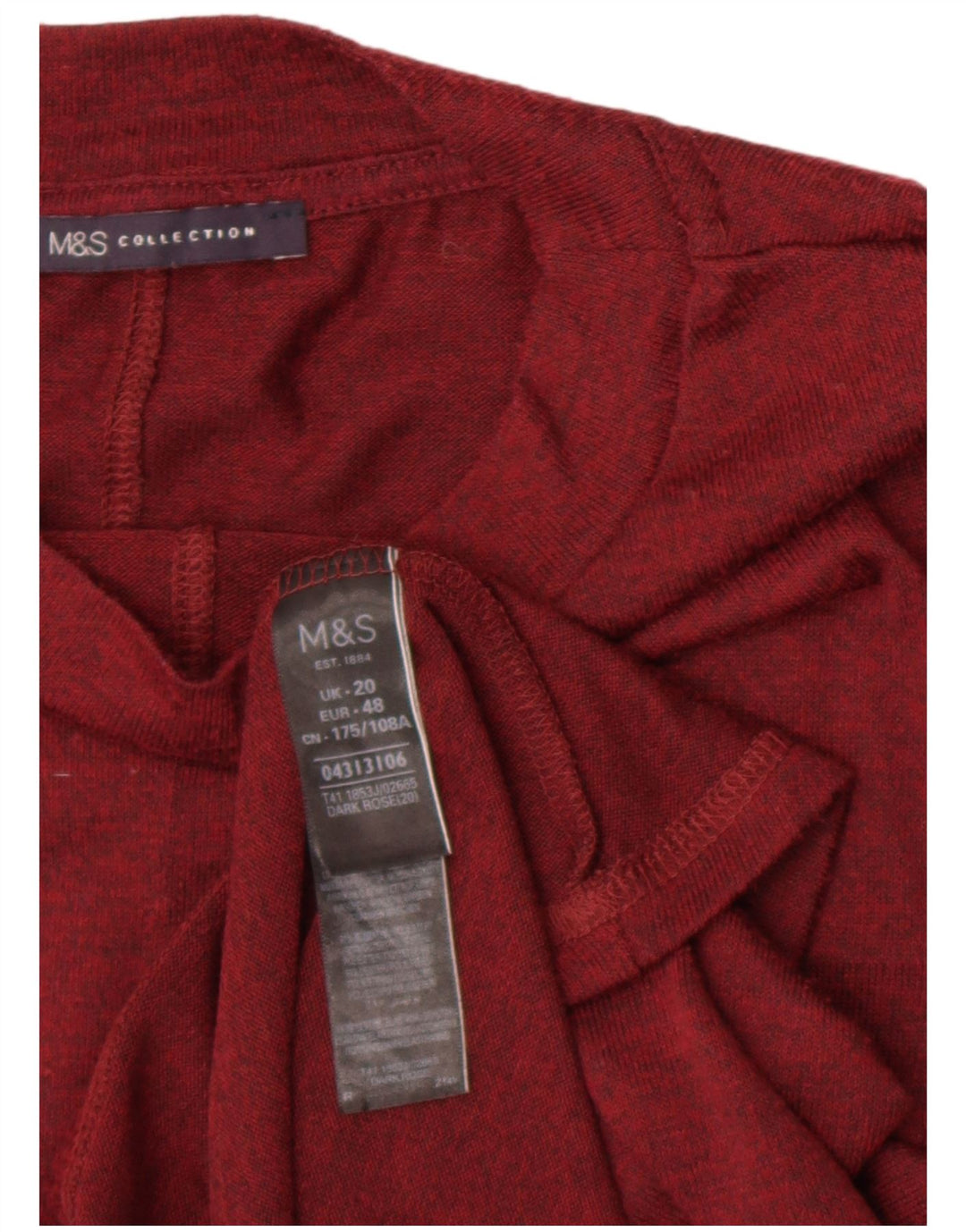 Marks & Spencer Womens Top 3/4 Sleeve UK 20 2XL  Burgundy Polyester