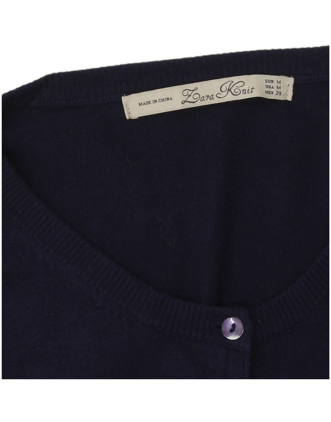 Zara Cardigan Femme Pull UK 14 Bleu Marine Moyen