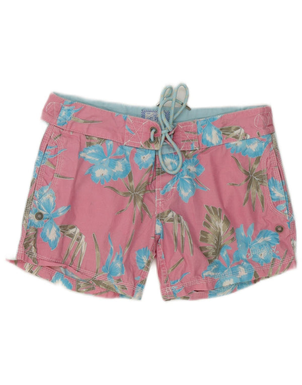 Superdry svømmeshorts til kvinder UK 6 XS Pink Blomsterbomuld