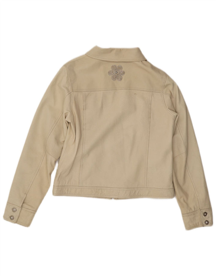Conbipel Womens Leather Jacket IT 46 Large Off White Leather