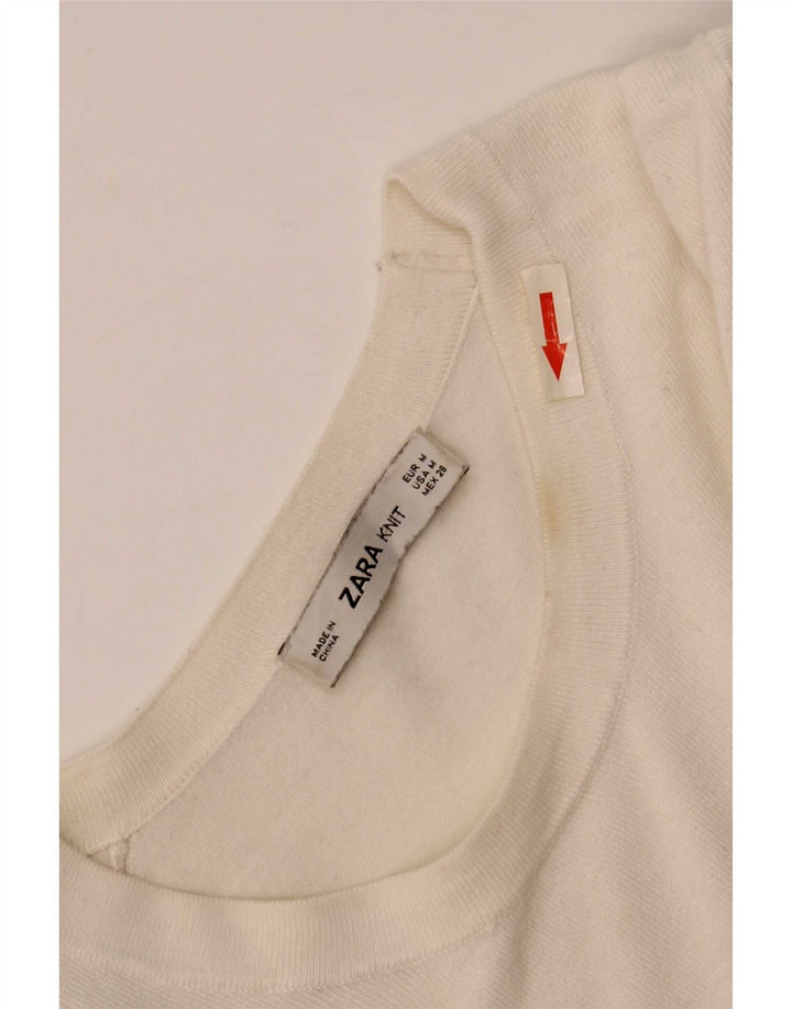 Zara Womens Boat Neck Jumper Sweater UK 12 Medium White Viscose