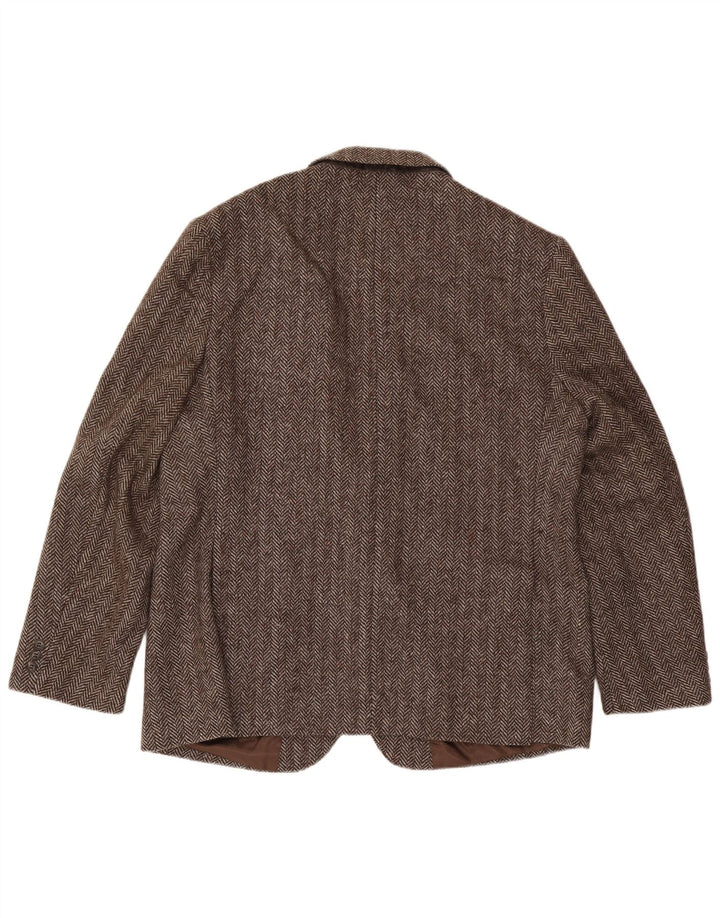 Giacca blazer a 2 bottoni da uomo Four Seasons UK 48 4XL Lana a spina di pesce marrone
