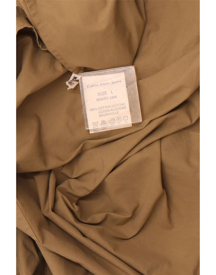 CALVIN KLEIN JEANS Mens Shirt Large Khaki Cotton