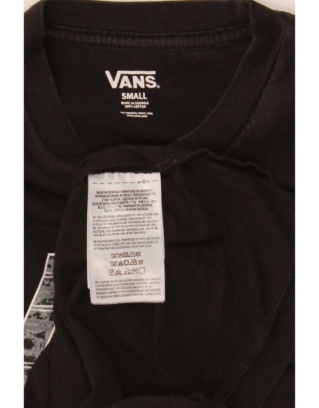 Vans Mens Graphic Top Long Sleeve Small Black Cotton