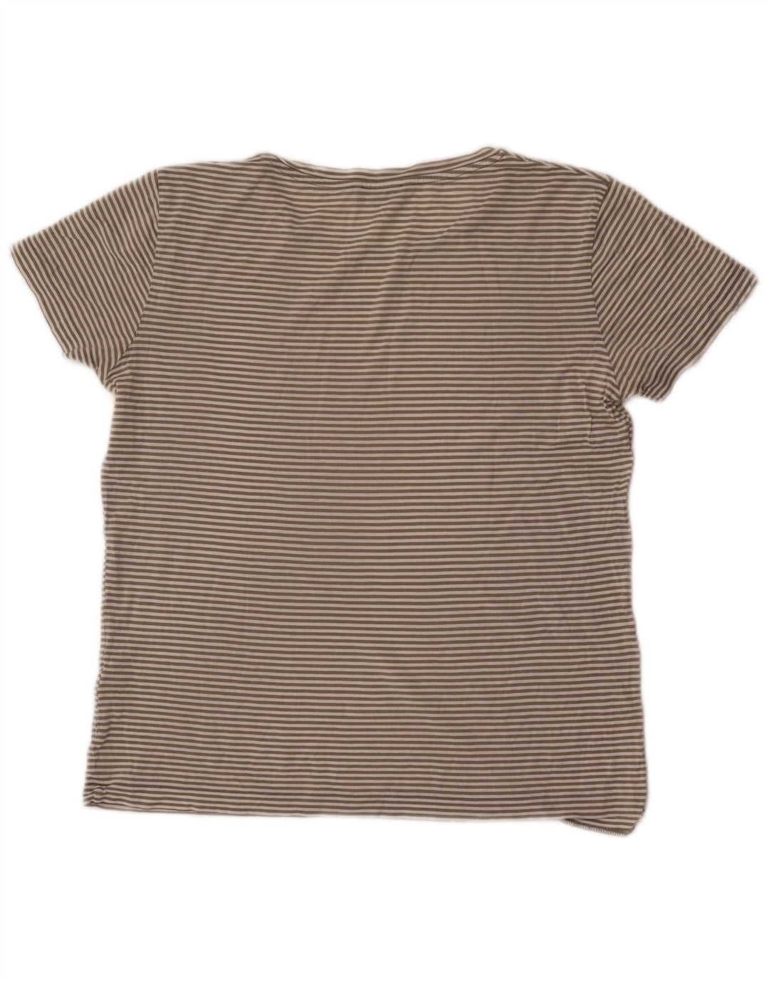 Cos Womens T-Shirt Top UK 14 Medium Grey Striped Cotton